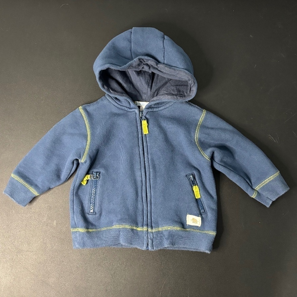 Janie and Jack - Zip Up Hoodie - 6 to 12 Months - Navy Blue